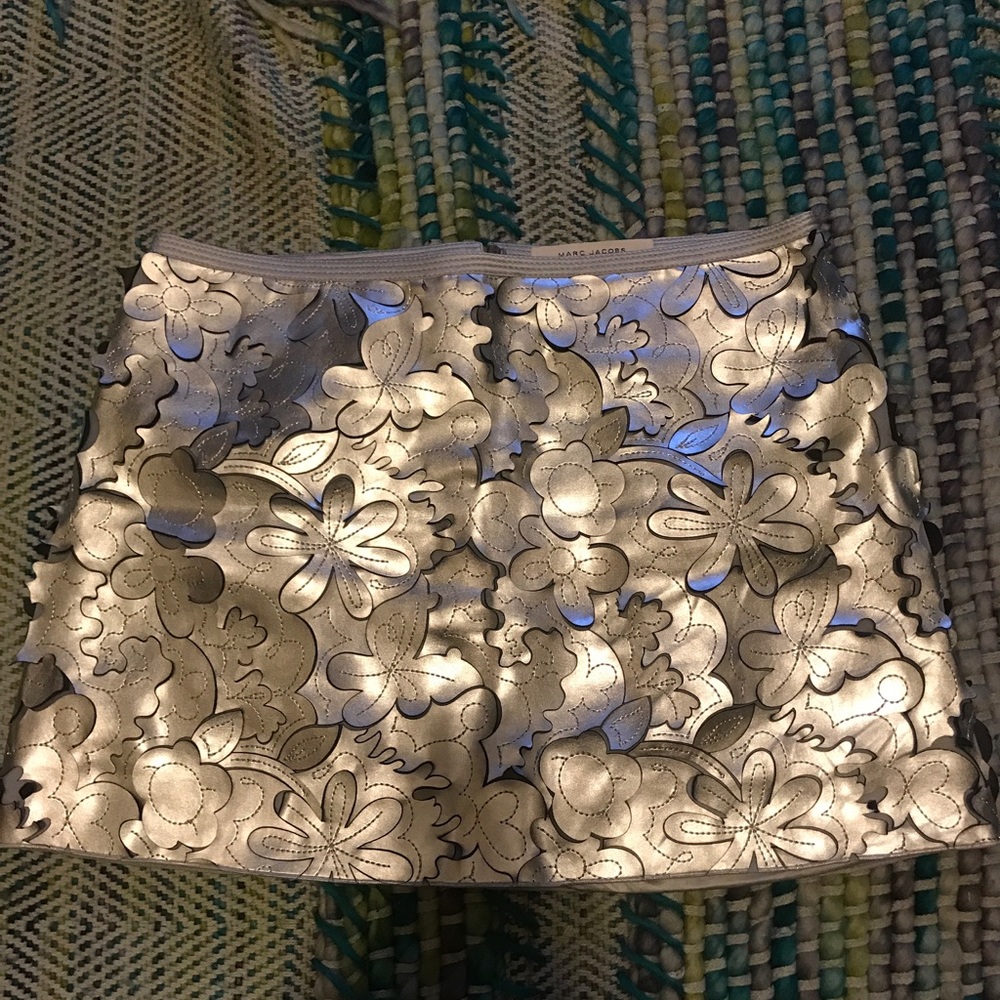 Marc Jacobs Silver Metallic Flower Skirt Size 4